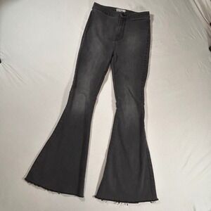 Free People Just Float On Flare Jeans Faded Black High Rise Bell Bottom 27x32